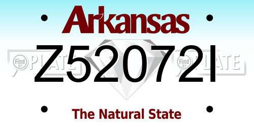 Z52072I Arkansas License Plate