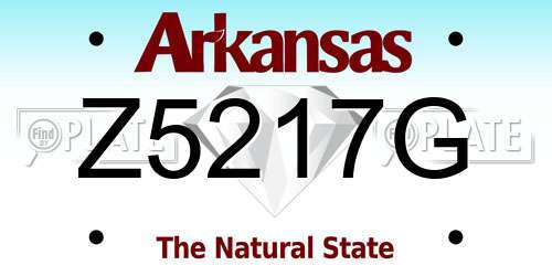 Z5217G Arkansas License Plate
