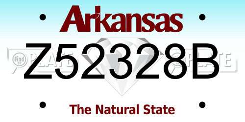 Z52328B Arkansas License Plate