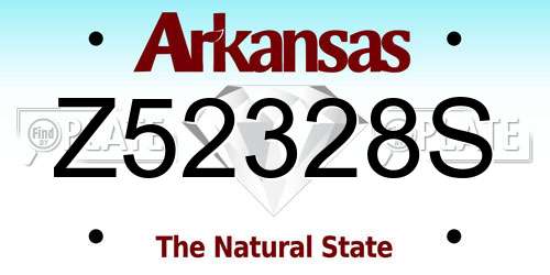 Z52328S Arkansas License Plate