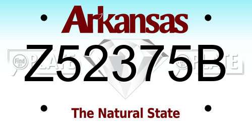 Z52375B Arkansas License Plate