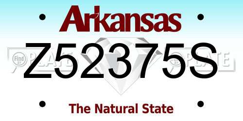 Z52375S Arkansas License Plate