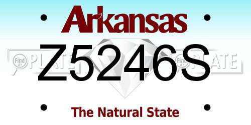 Z5246S Arkansas License Plate