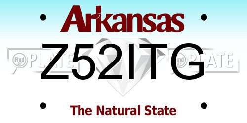 Z52ITG Arkansas License Plate