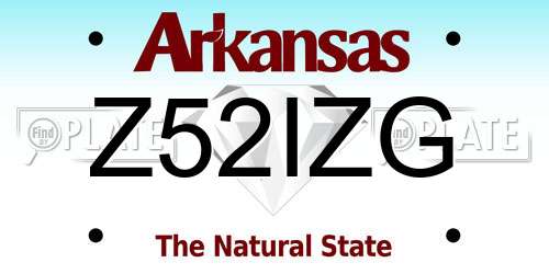 Z52IZG Arkansas License Plate