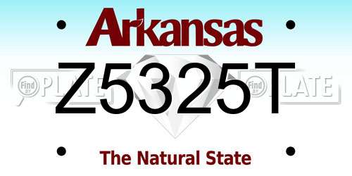 Z5325T Arkansas License Plate