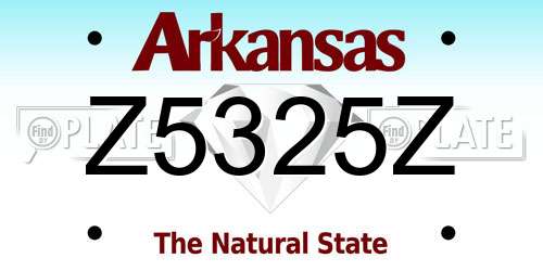 Z5325Z Arkansas License Plate