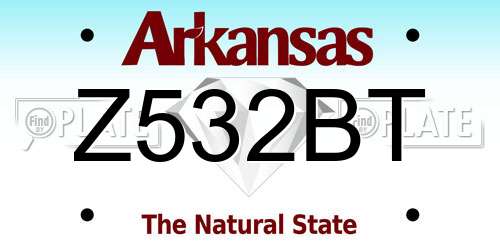 Z532BT Arkansas License Plate