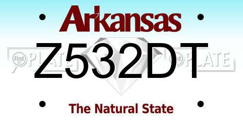Z532DT Arkansas License Plate