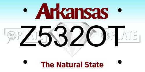 Z532OT Arkansas License Plate