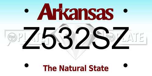 Z532SZ Arkansas License Plate