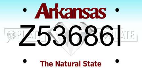 Z53686I Arkansas License Plate