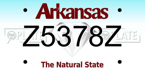 Z5378Z Arkansas License Plate