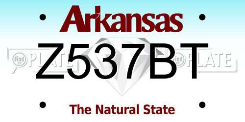 Z537BT Arkansas License Plate