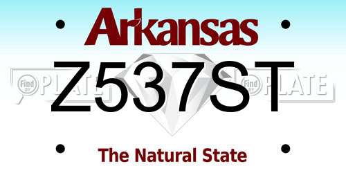 Z537ST Arkansas License Plate
