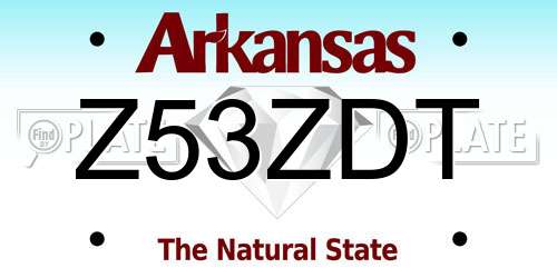 Z53ZDT Arkansas License Plate