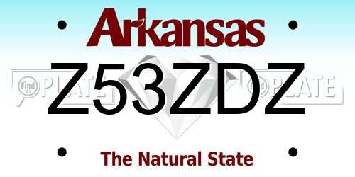 Z53ZDZ Arkansas License Plate