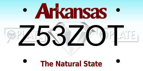 Z53ZOT Arkansas License Plate