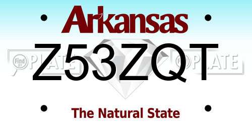 Z53ZQT Arkansas License Plate