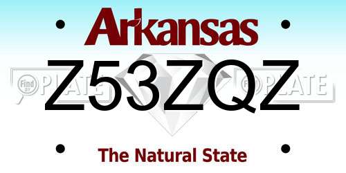 Z53ZQZ Arkansas License Plate