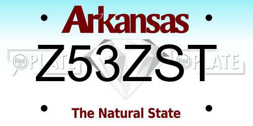Z53ZST Arkansas License Plate