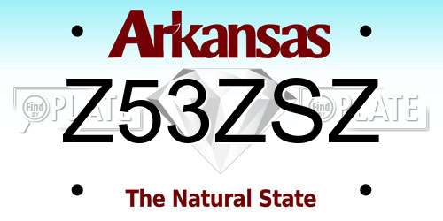 Z53ZSZ Arkansas License Plate