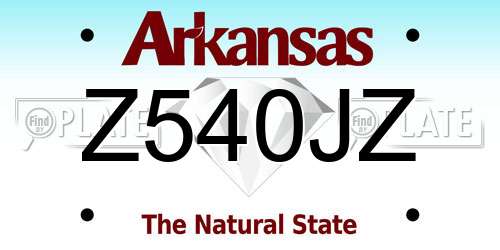 Z540JZ Arkansas License Plate