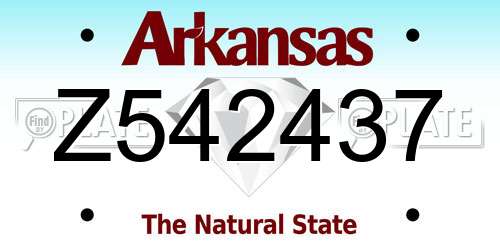 Z542437 Arkansas License Plate