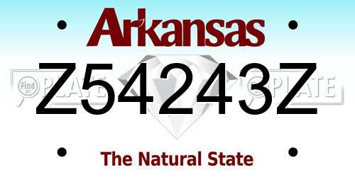 Z54243Z Arkansas License Plate