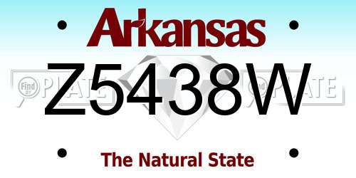 Z5438W Arkansas License Plate