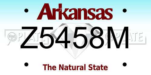 Z5458M Arkansas License Plate