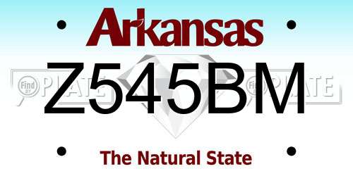 Z545BM Arkansas License Plate
