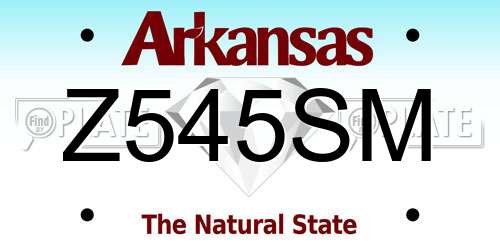 Z545SM Arkansas License Plate