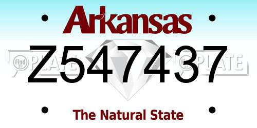 Z547437 Arkansas License Plate