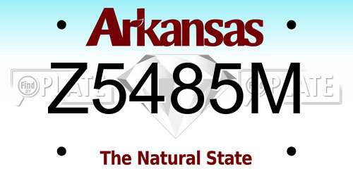 Z5485M Arkansas License Plate