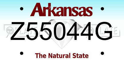 Z55044G Arkansas License Plate