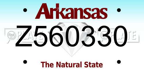 Z560330 Arkansas License Plate