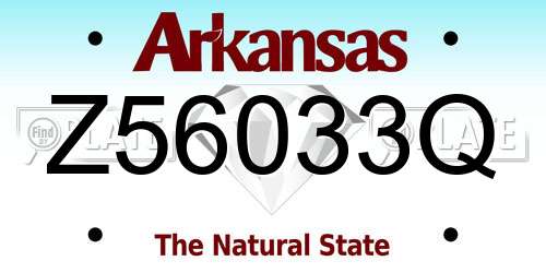 Z56033Q Arkansas License Plate