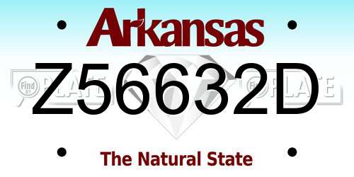 Z56632D Arkansas License Plate
