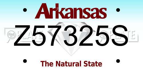 Z57325S Arkansas License Plate