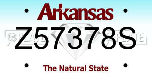 Z57378S Arkansas License Plate
