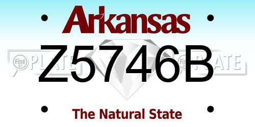 Z5746B Arkansas License Plate