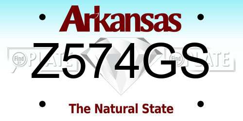 Z574GS Arkansas License Plate