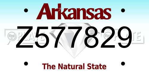 Z577829 Arkansas License Plate