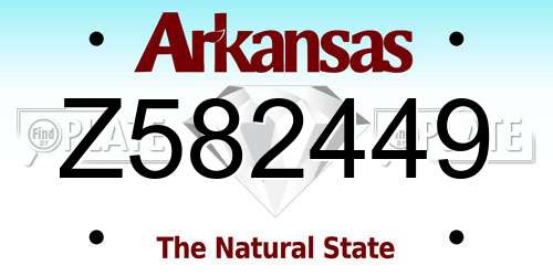 Z582449 Arkansas License Plate