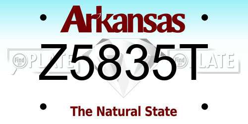 Z5835T Arkansas License Plate