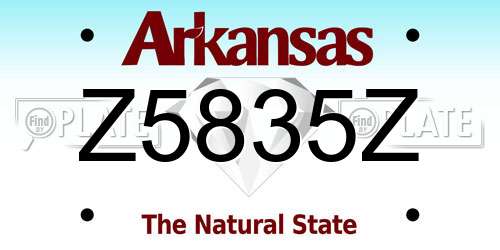 Z5835Z Arkansas License Plate