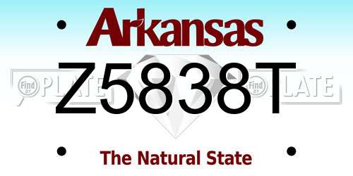 Z5838T Arkansas License Plate