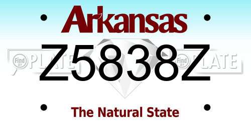 Z5838Z Arkansas License Plate