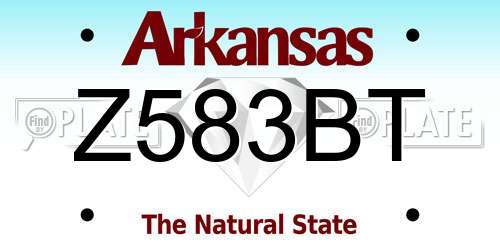 Z583BT Arkansas License Plate
